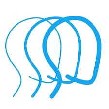 Three blue orthodontic retainers with clear plastic parts and wire components.