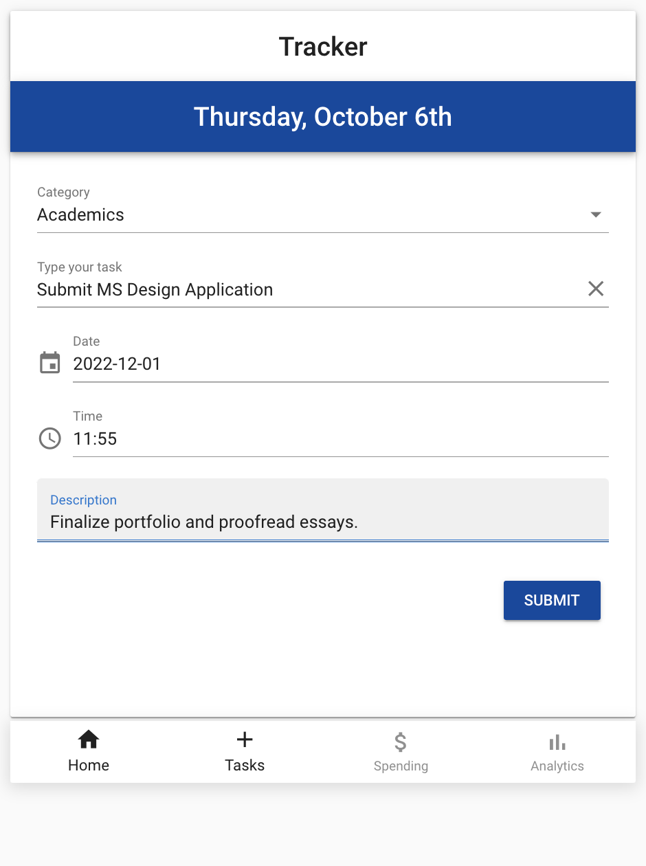 Academic Task Entry