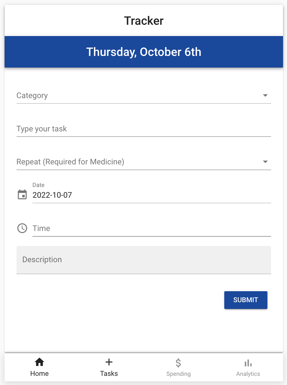 Task Input Screen
